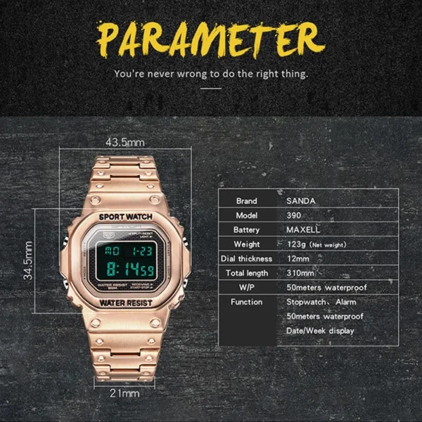 SANDA Luxury Fashion G style Men's Sports Watches LED Digital Watch Men Casual Waterproof Wristwatch Steel Clock Relogio Masculi - Image 3