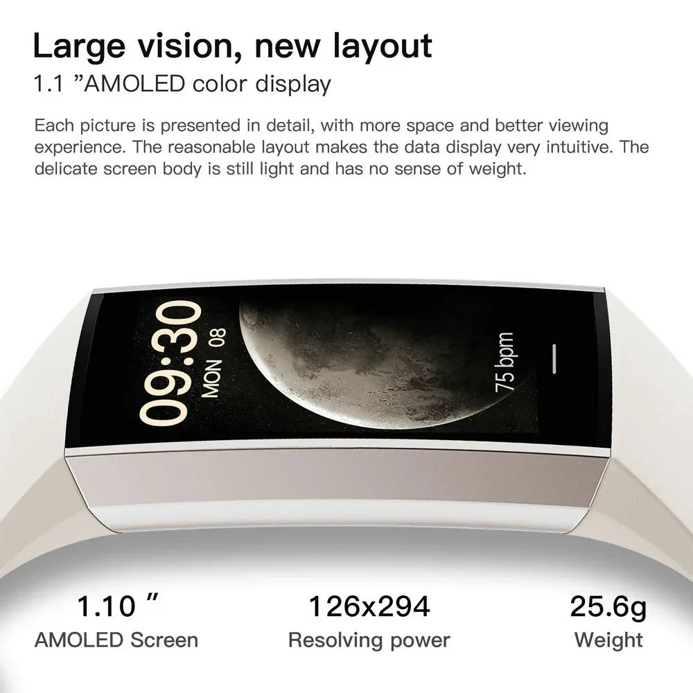 Amoled Display 1.1 Inch Women Smart Bracelet Fitness Band Watch New In Women'S Watches Pedometers Alarm Hand Watch - Image 3