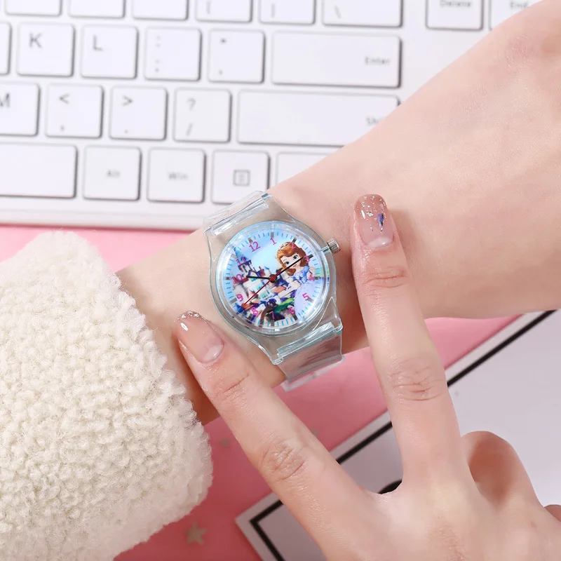 Disney Princess Elsa Children Watches for Girls Transparent strap Kids Quartz Clock Reloj Infantil Wristwatches Dropshipping - Image 2
