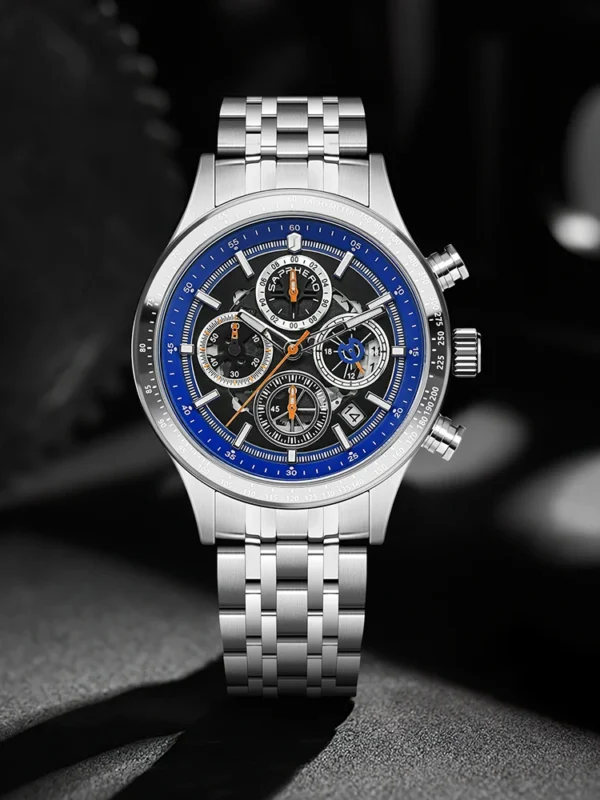 SAPPHEROFashion Men's Watch 50M Waterproof Clock Date Chronograph Mechanical Style Quartz Watch For Men 2024 New Gift Wristwatch - Image 5
