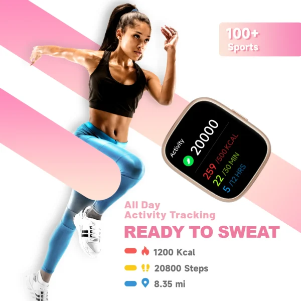 Alexa Built-in TOOBUR Smart Watch Heart Rate Monitor Sleep Tracker Pedometer IP68 Waterproof Smartwatch Compatible Android iOS - Image 5