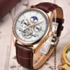 2024 LIGE Mens Watches Automatic Mechanical Watch Tourbillon Sport Clock Leather Casual Business Retro Wristwatch Relojes Hombre - Image 4