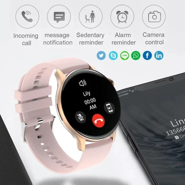 2024 GPS Smart Watch Women 1.43 Inch AMOLED 466*466 HD Screen Sport Heart Rate NFC Custom Dial Bluetooth Call Smartwatch Ladies - Image 2