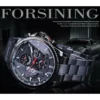 Forsining Top Brand Three Dial Calendar Stainless Steel Men Automatic Mechanical Wrist Watches Luxury Military Sport Male Clock - Image 2