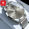 OLEVS Top Brand Men's Watches Business Fashion Original Quartz Watch for Man Grey Dial Moon Phase Date Chronograph Waterproof - Image 2