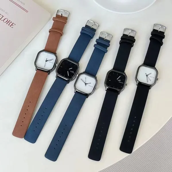 Fashion Watch Simple Square Dial PU Leather Quartz Men Business Watch Wristwatch for Men Clock for Women Montre Homme - Image 4