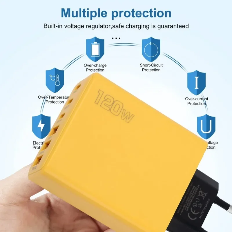120W Ultra Fast Charger Type C 3PD+3USB Mobile Phone Adapter EU US UK Plug Quick Chargers For iPhone 16 15 Samsung Xiaomi Huawei - Image 5
