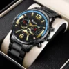 Kegllect Men Watches Business Chronograph Watch Luxury Gold Stainless Steel Quartz Wristwatch - Image 3