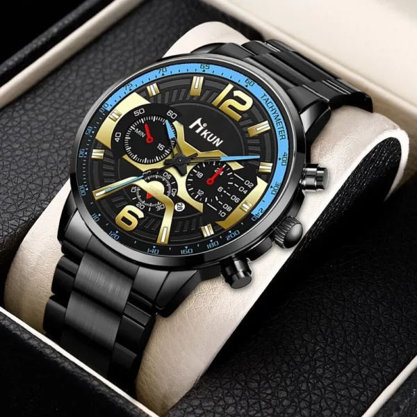 Kegllect Men Watches Business Chronograph Watch Luxury Gold Stainless Steel Quartz Wristwatch - Image 3