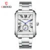 CHENXI 8216 Square Men Quartz Watches Fashion Business Simple Silvery Stainless Steel Strap Analog Display Wrist Watches