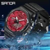 SANDA 3167 New Style Men Military Sport Wrist Watch Quartz Steel 50M Waterproof Dual Display Men Clock Watches Relogio Masculino - Image 3