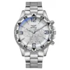 Luxury Men's Quartz Watch Classic Business Men Wristwatch Large Dial Alloy Steel Strip Blue Light Three Eye Men's Quartz Watch - Image 4