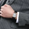 New Fashion Watch Designer Rectangle Dial Quartz Watch for Men Casual Leather Strap Luxury Business Wristwatch Relogio Masculino - Image 5