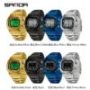 SANDA 2162 Men's Electronic Watch Square Waterproof Multi functional Wrist Watch Square Fashion Night Light Steel Digit Watches - Image 4
