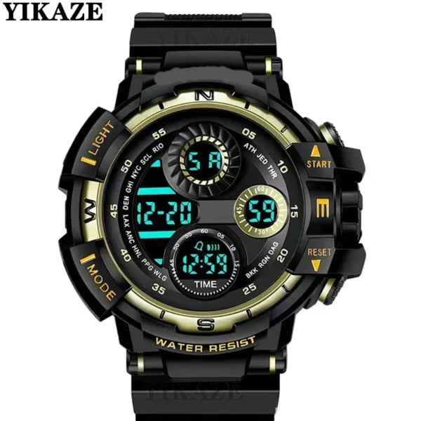 YIKAZE Sports Watch for men Black Dial Military Digital Watch Luminous Date Chronograph Alarm Clock Student Kids Man Wristwatch - Image 2