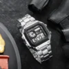 YIKAZE Digital Watch Men's Watch Stainless Steel Strap Countdown Sport Watches Waterproof Led Electronic Wristwatch for Men Gift - Image 2