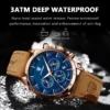 POEDAGAR Men Quartz Watch Luxury Sports Waterproof Chronograph Luminous Date Man Wristwatch Business Leather Men's Watches Clock - Image 2