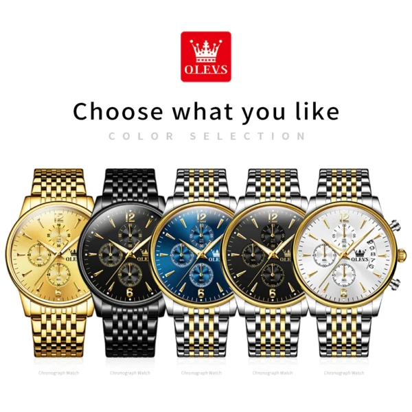 OLEVS Men's Watches Classics Three Small Dial Original Quartz Watch for Man Waterproof Stainless Luminous Date Fashion Trend - Image 6