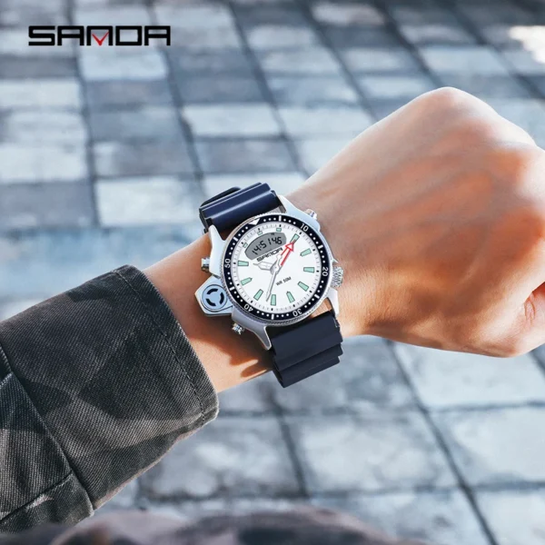 SANDA New Fashion Sport Men's Watch Casual Style Watches Men Military Quartz Wristwatch Diver Man Watches Relogio Masculino 3008 - Image 6