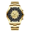 Mens Watch Quartz Top Luxury Stainless Steel Wristwatch 30M Waterproof Fashion Skeleton Dial Clock Auto Date Watch for Man - Image 4