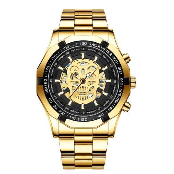 Mens Watch Quartz Top Luxury Stainless Steel Wristwatch 30M Waterproof Fashion Skeleton Dial Clock Auto Date Watch for Man - Image 4