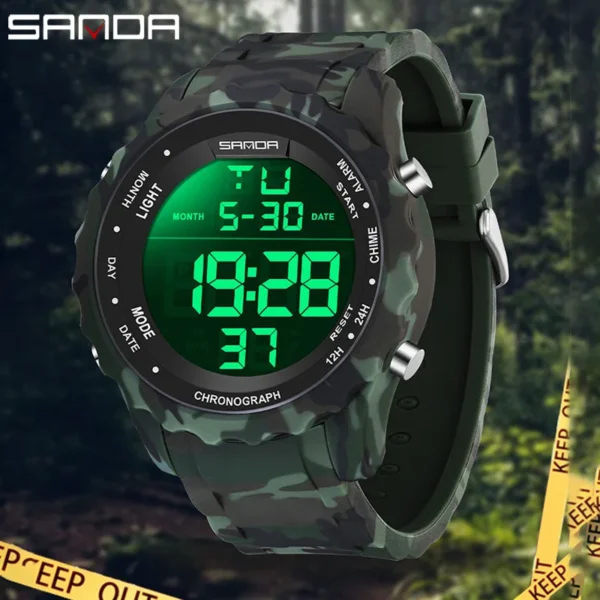 SANDA Top Brand G Style Camouflage Military LED Digital Watch Men Waterproof Clock Outdoor Sport Watches Male Electronic Watch - Image 2