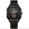 YIKAZE Alloy Men Quartz Watches Leather Strap Big Dial Student Square Sports Watch Cool Black Men's Watch Waterproof Wristwatch - Image 6