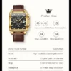 OLEVS Quartz Watch for Men Golden Square Large Dial Waterproof Leather Strap Wrist Watch Date Display Men's Quartz Watch 9925 - Image 6