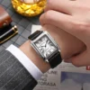New Fashion Designer Rectangle Dial Quartz Watch for Men Strap Luxury Business Men's Leisure Watch Wristwatch Relogio Masculino