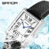 SANDA Couple Watch Men Waterproof Casual Fashion Quartz Watches Stainless Leather Strap Square Dial Design Ladies Lover Clock - Image 5
