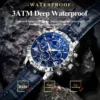POEDAGAR Luxury Man Watch Waterproof Luminous Chronograph Watch For Men Military High Quality Leather Quartz Men's Watches Reloj - Image 3