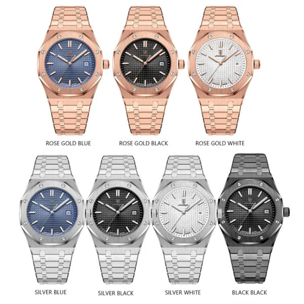POEDAGA Finle Steel Men's Watches Classic Fashion Original Quartz Watch for Man Waterproof Luminous Date Wristwatch Royal Style - Image 6