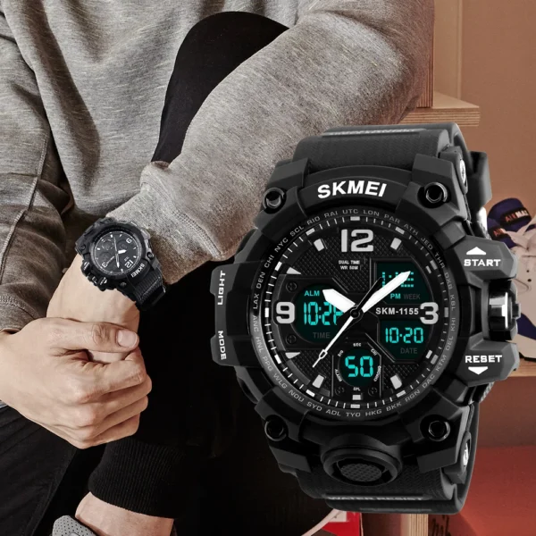 SKMEI 1155B 5Bar Waterproof Dual Display Wristwatches Relogio Masculino watch Sport Men Military Digital Watches Sport Watch - Image 3