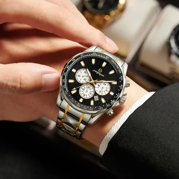 PENGAGAR Men's Watches Classic Multifunctional Chronograph Original Quartz Wristwatch Sports Stainless Steel Waterproof reloj - Image 5