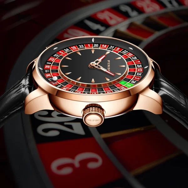 PINDU Design Roulette Watch Button Turn NH35A Men's Mechanical Watch Luminous Hands Leather Metal Buckle Strap Men Wristwatches - Image 2