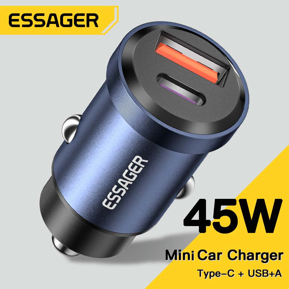 Essager 30W USB Car Charger Quick Charge4.0 QC PD 3.0 SCP 5A USB Type C Car Fast Charging For iPhone 14 13 Huawei Samsung Xiaomi SINSA