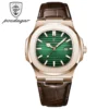 POEDAGAR Sports Square Quartz Watch for Men High Quality Leather Strap Waterproof Luminous Date Mens Watches Top Brand Luxury
