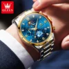 OLEVS luxury Luminous Starry Sky Dial Men's Watches Moon Phase waterproof Original Quartz Watch for Male Wristwatch Chronograph - Image 3