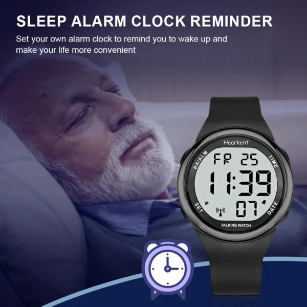 Hearkent English Talking Watch for Blind Man/Visually Impaired Seniors Electronic Digital Speaking Clock WristWatches with Alarm - Image 5