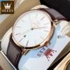 OLEVS Luxury Quartz Watch for Men Ultra Thin 6.5mm Minimalist Waterproof Date Bussiness Watch Fashion Leather Strap Men's Watch