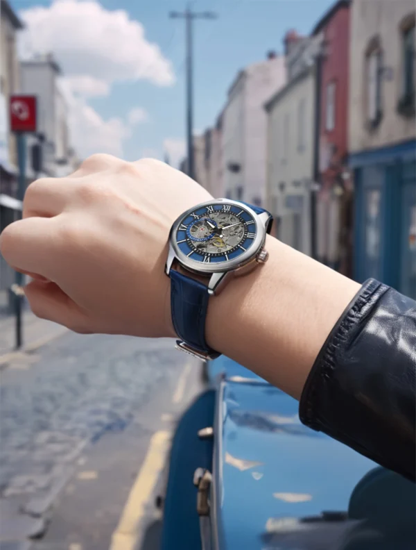 LONGLUX automatic watch rome wholesale mechanical wristwatches waterproof hollow leather mens watch men gift - Image 3