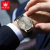 OLEEVS Watches Men Luxury Brand Quartz Watch Gray Dial Business Leather Watch Reloj Hombre Sport Clock Male Hour Relogio - Image 3