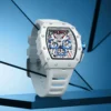 ONOLA Fashion Tonneau Mens Watch Waterproof Chronograph Quartz Clock Sports Silicone Strap White Watches for Men Luxury 2024 New - Image 5