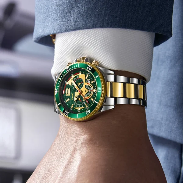 POSHI Men's Watch Luxury Waterproof Men Quartz Wathes Chronograph Luminous Alloy Strap Date Business Wristwatch Clock for man - Image 3