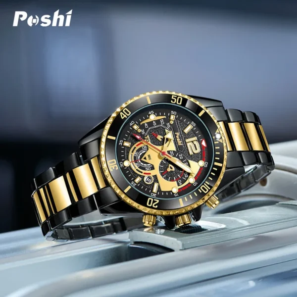 POSHI Men's Watch Luxury Waterproof Men Quartz Wathes Chronograph Luminous Alloy Strap Date Business Wristwatch Clock for man - Image 5