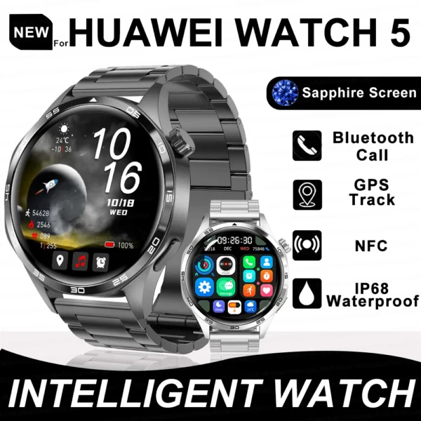 2024 New For HUAWEI Watch GT5 Pro Sports Smart Bracelet Men NFC GPS Trackr Compass 1.53" AMOLED Screen Bluetooth call Smartwatch