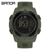 SANDA 2145 Brand Men Watches Sports Pedometer Calories 50M Waterproof LED Digital Watch Military Wristwatch Relogio Masculino