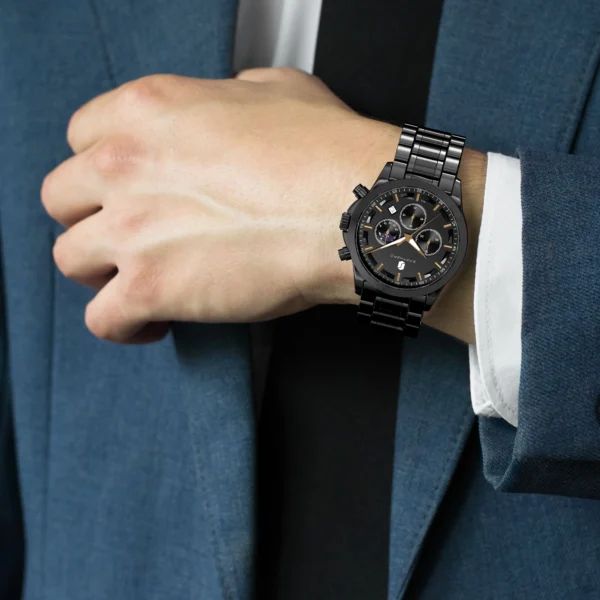 SAPPHERO Men's Luxury Watch Elegant Date Waterproof Luminous Black Watch For Men Quartz Stainless Steel Fashion Men's Watch - Image 5