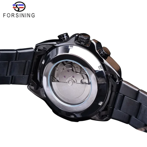 Forsining Top Brand Three Dial Calendar Stainless Steel Men Automatic Mechanical Wrist Watches Luxury Military Sport Male Clock - Image 4